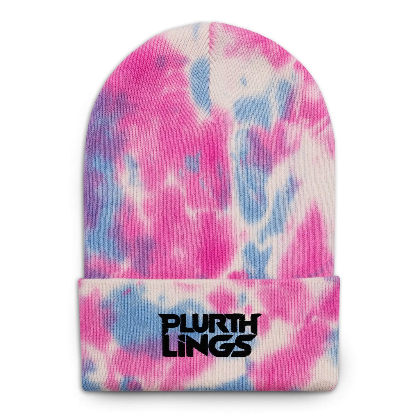 Plurthlings Black Logo Tie-Dye Beanie PLURTHLINGS