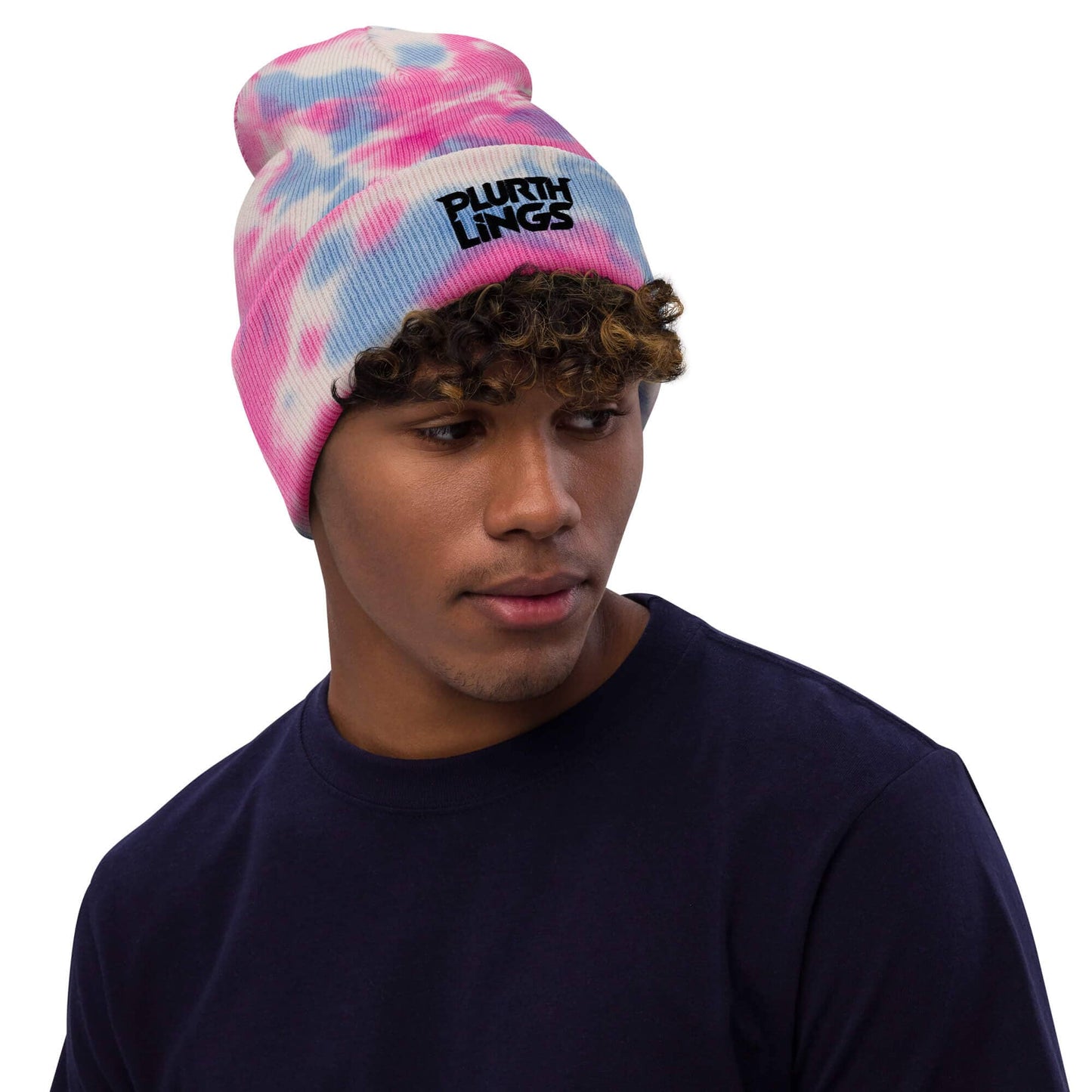 Plurthlings Black Logo Tie-Dye Beanie PLURTHLINGS Cotton Candy 