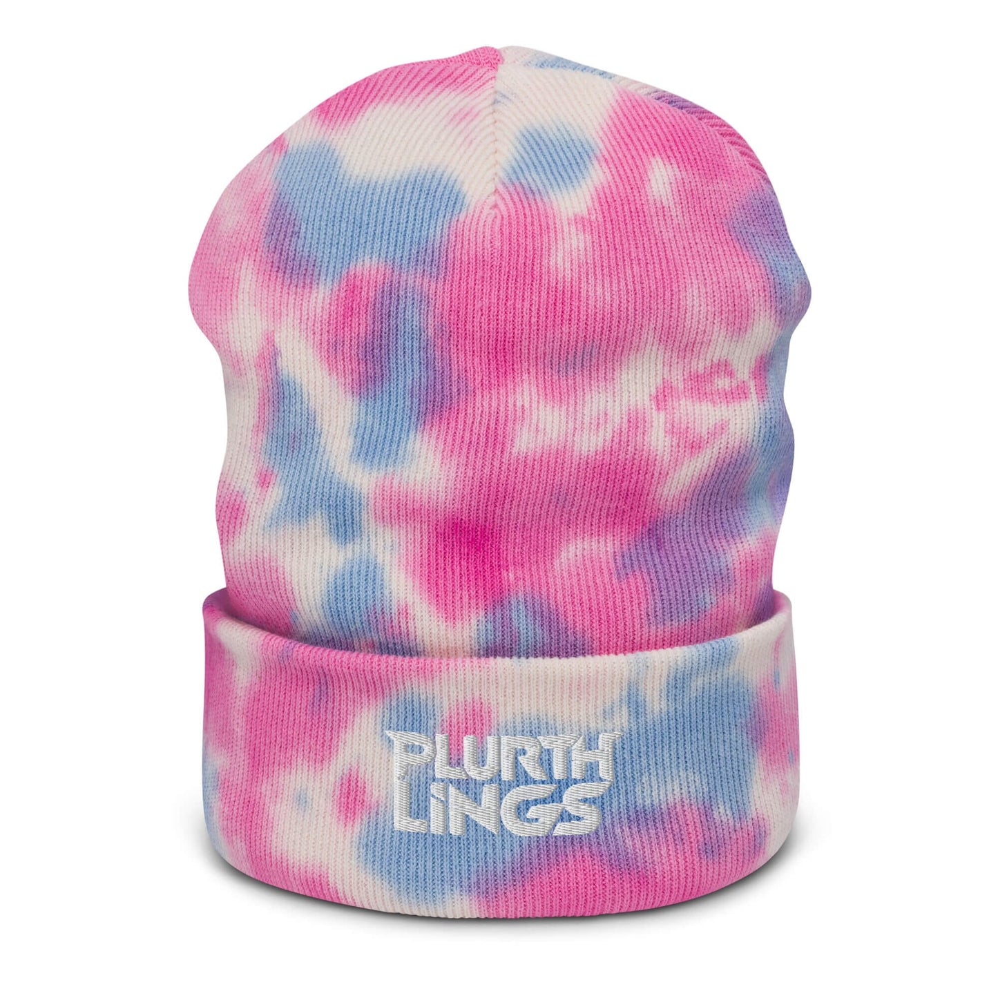 Plurthlings White Logo Tie-Dye Beanie PLURTHLINGS