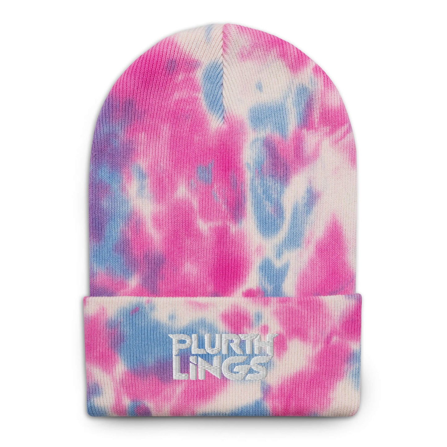 Plurthlings White Logo Tie-Dye Beanie PLURTHLINGS
