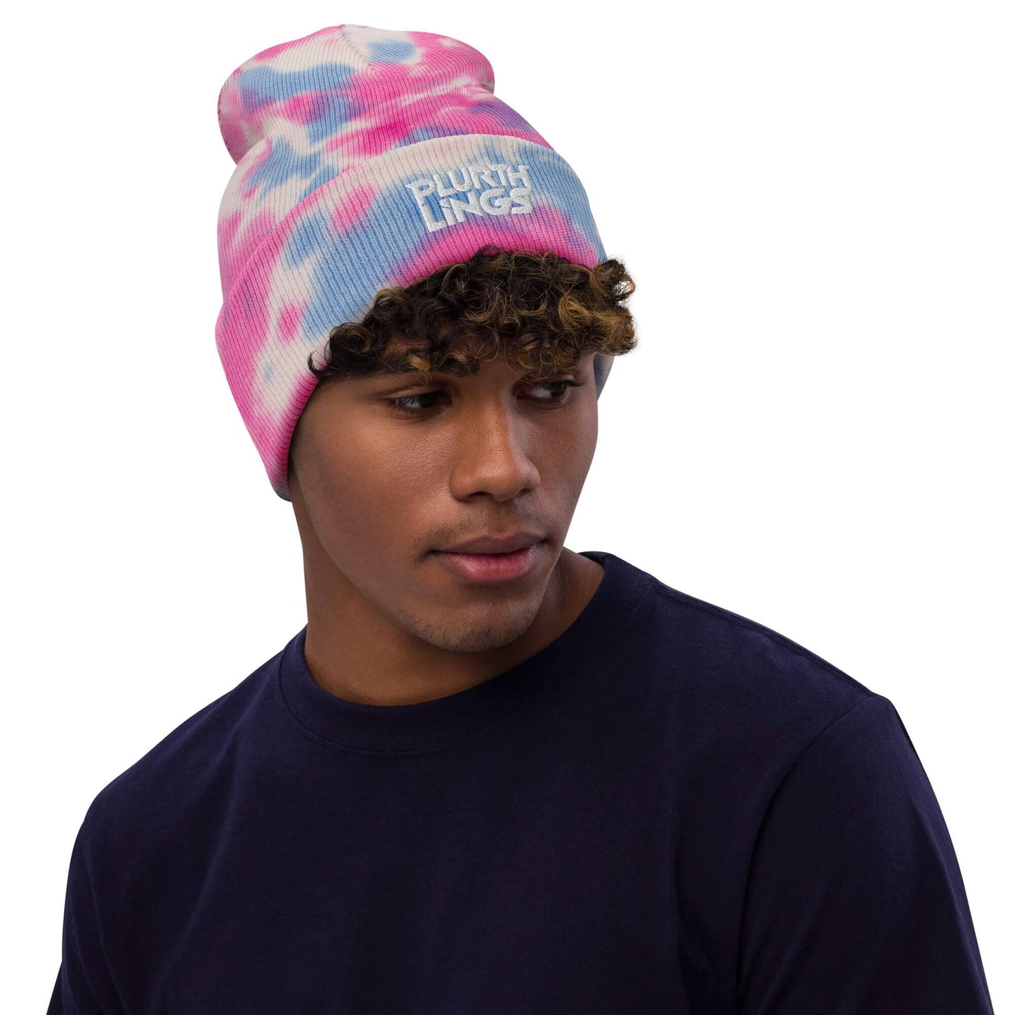 Plurthlings White Logo Tie-Dye Beanie PLURTHLINGS Cotton Candy