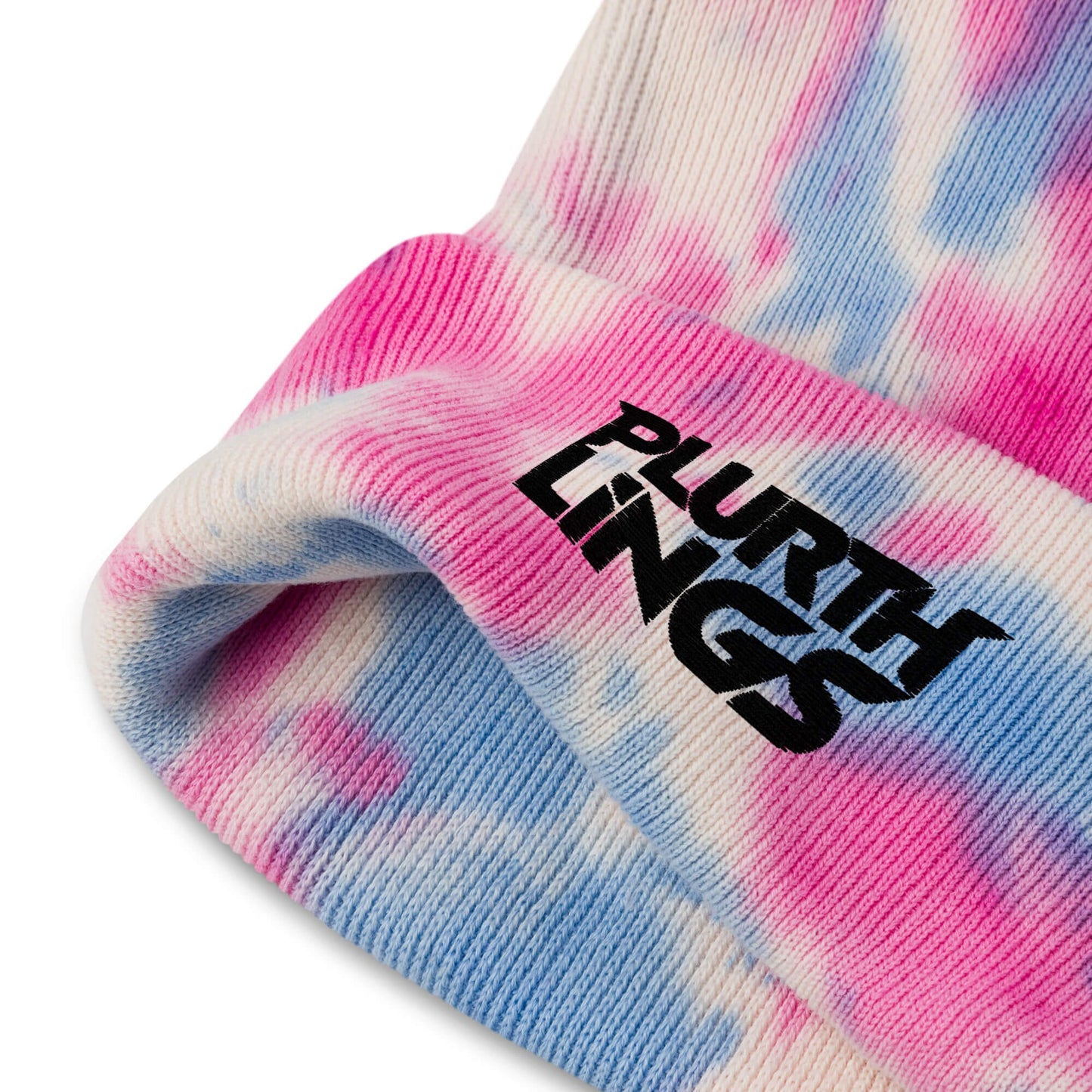 Plurthlings Black Logo Tie-Dye Beanie PLURTHLINGS