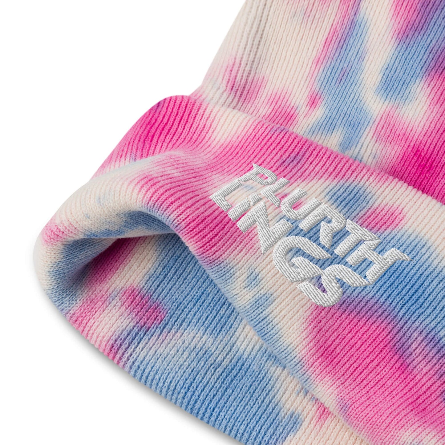 Plurthlings White Logo Tie-Dye Beanie PLURTHLINGS