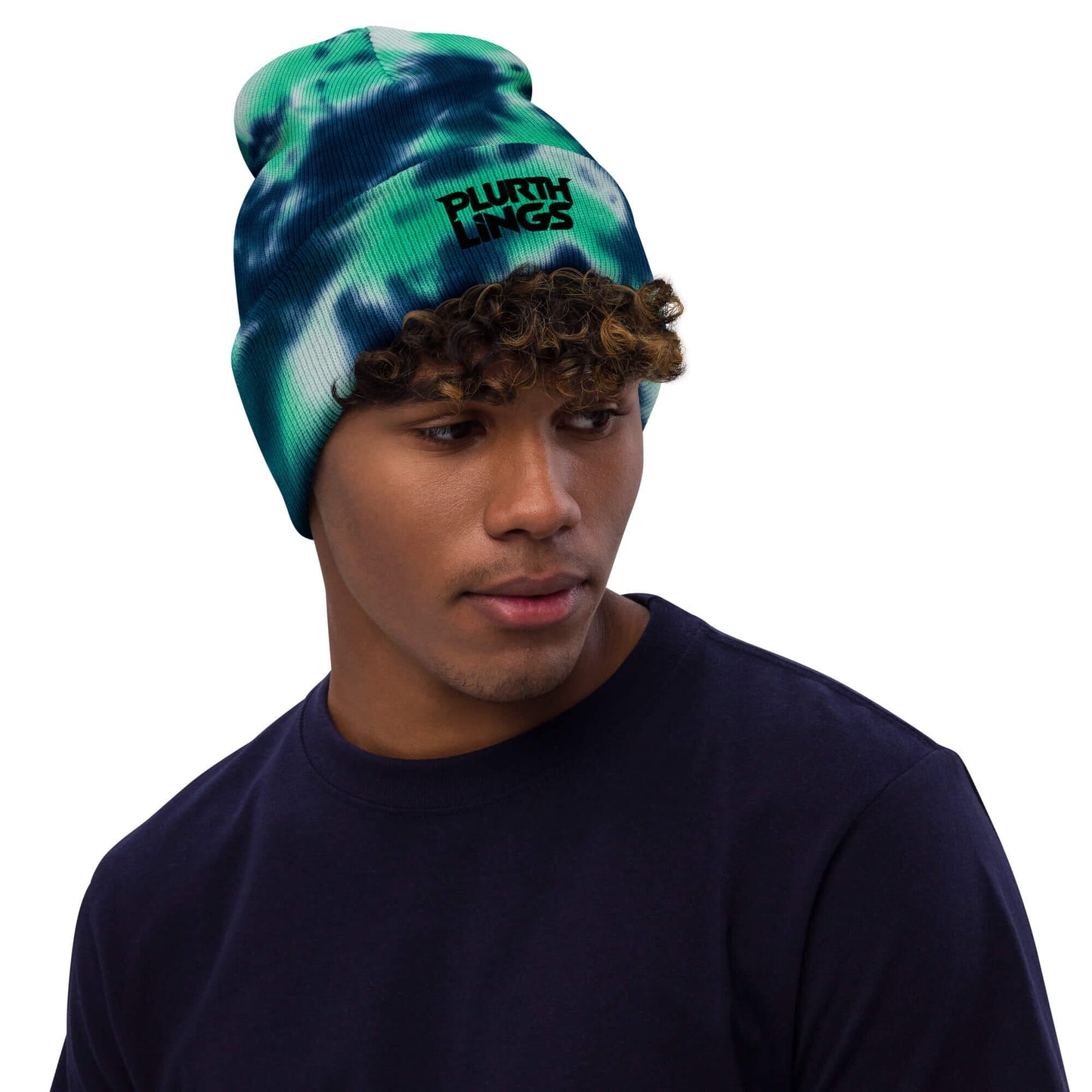 Plurthlings Black Logo Tie-Dye Beanie PLURTHLINGS Ocean