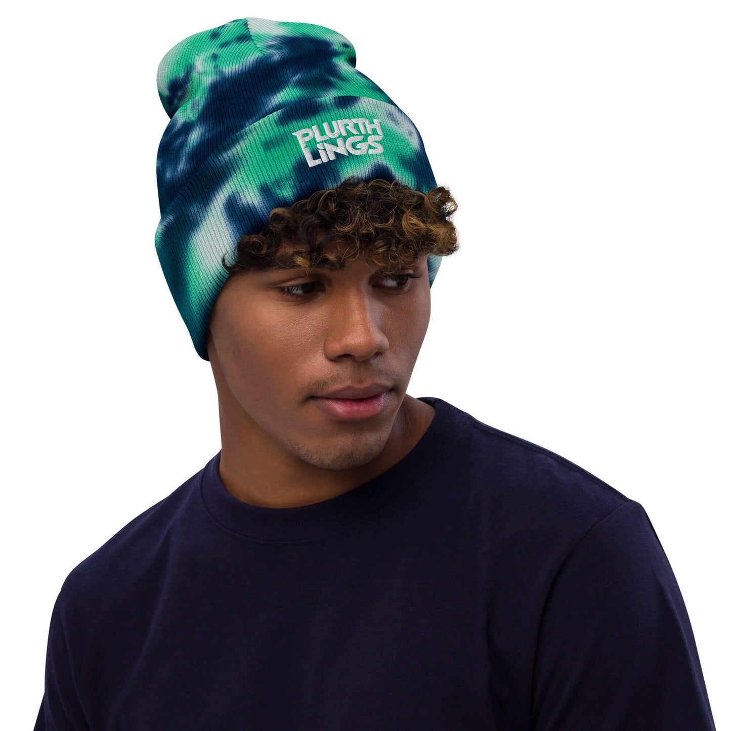 Plurthlings White Logo Tie-Dye Beanie PLURTHLINGS Ocean