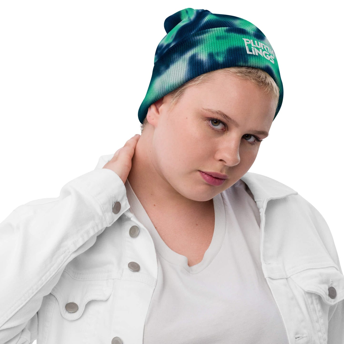 Plurthlings White Logo Tie-Dye Beanie PLURTHLINGS
