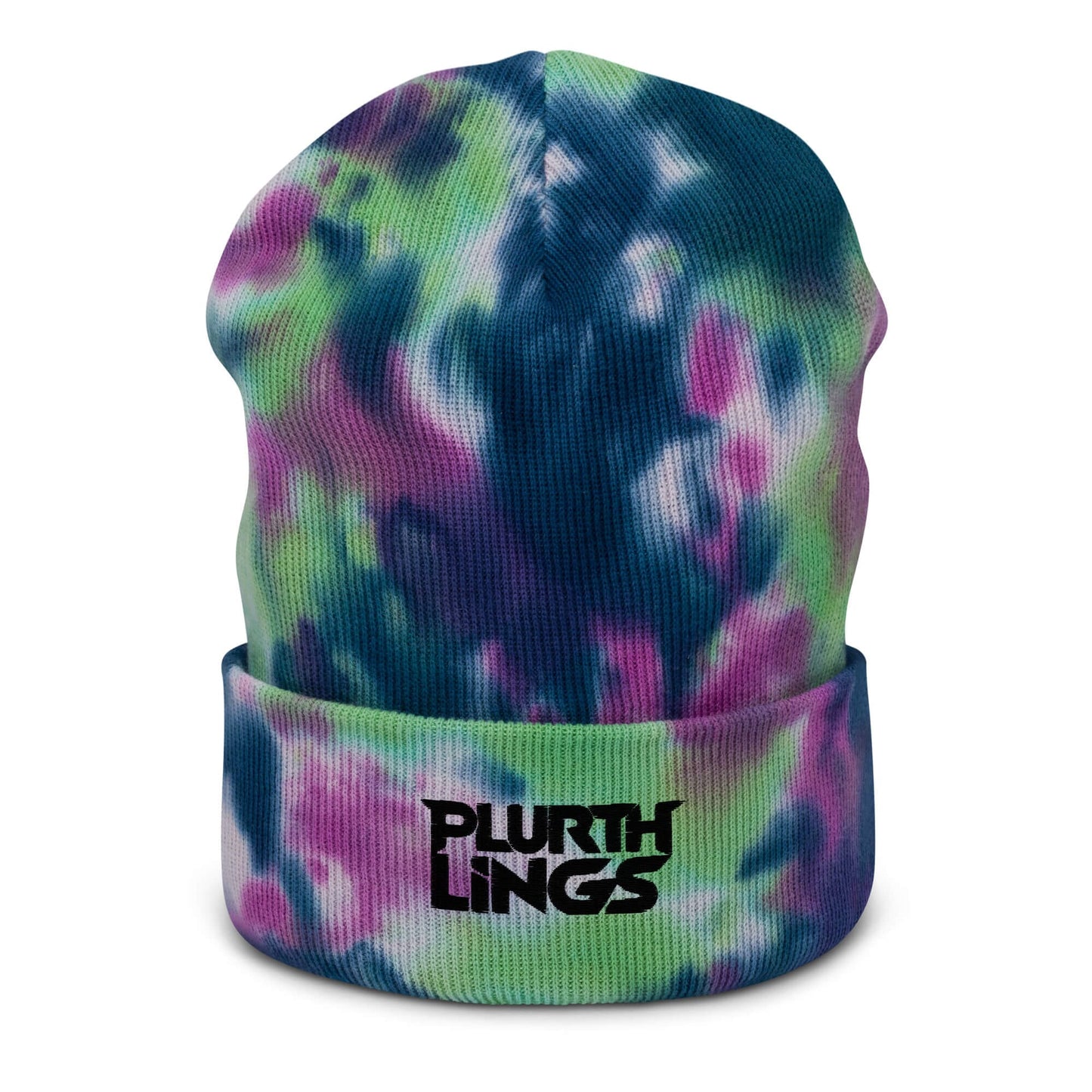 Plurthlings Black Logo Tie-Dye Beanie PLURTHLINGS
