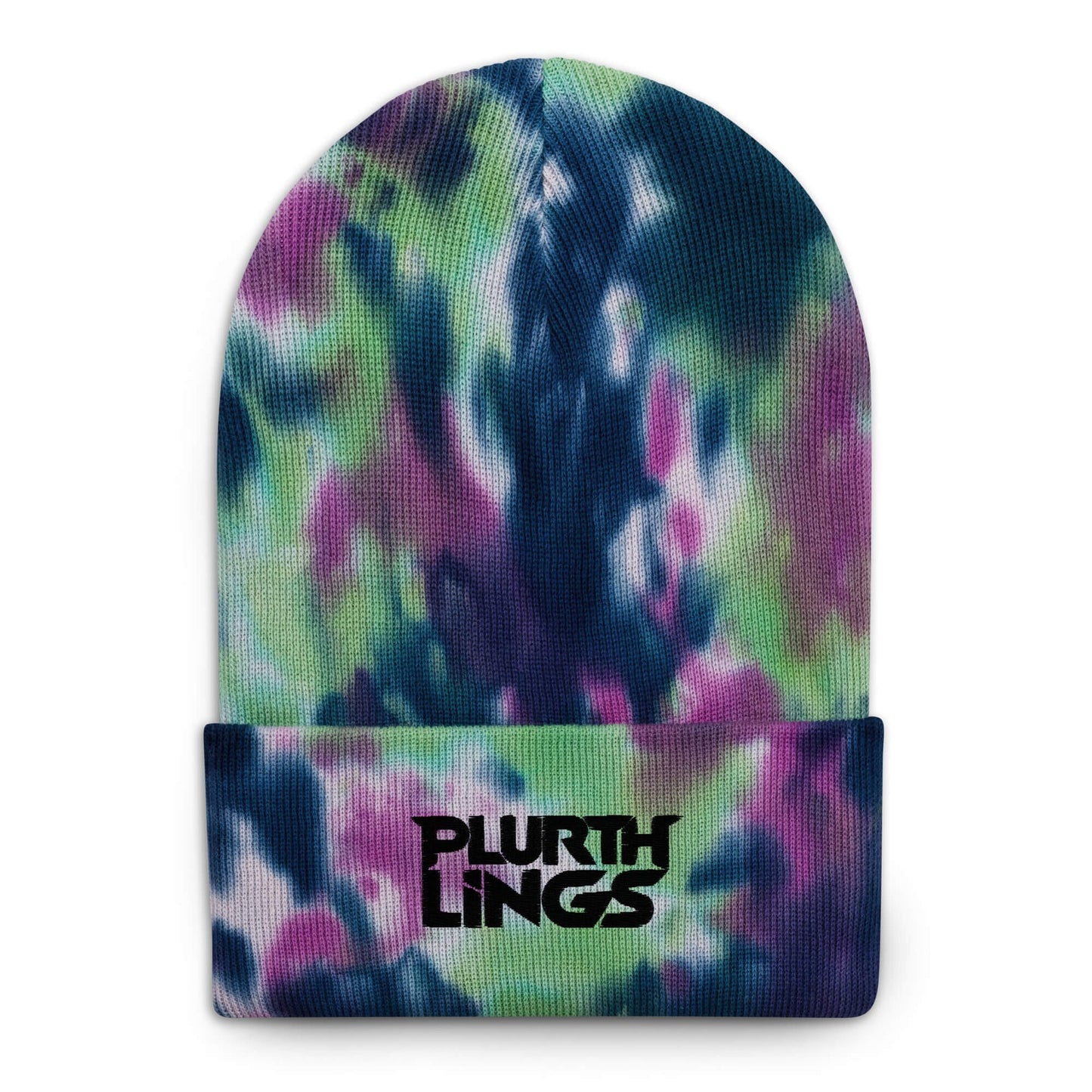 Plurthlings Black Logo Tie-Dye Beanie PLURTHLINGS