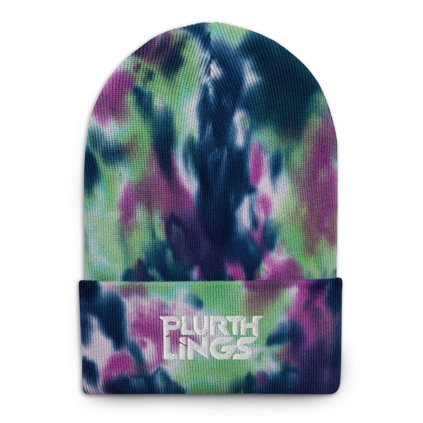Plurthlings White Logo Tie-Dye Beanie PLURTHLINGS