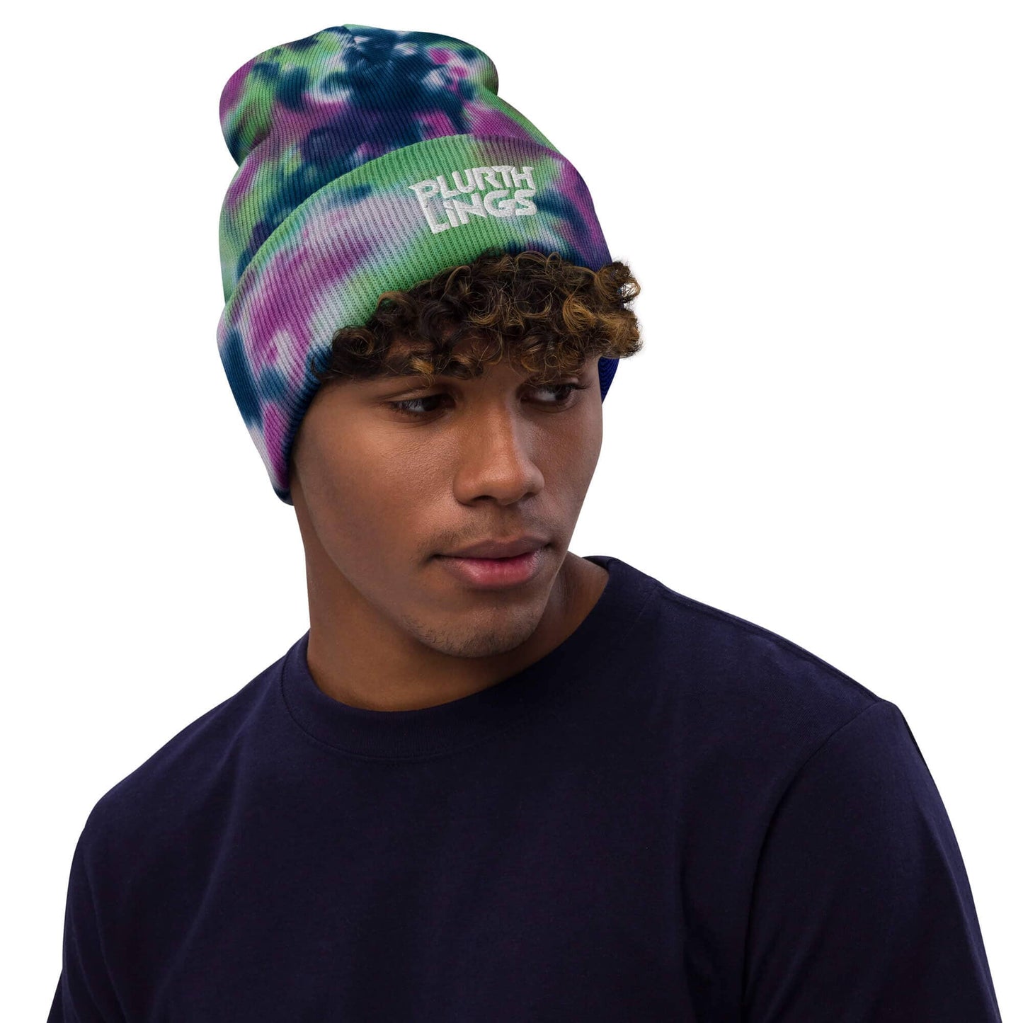 Plurthlings White Logo Tie-Dye Beanie PLURTHLINGS Purple Passion 