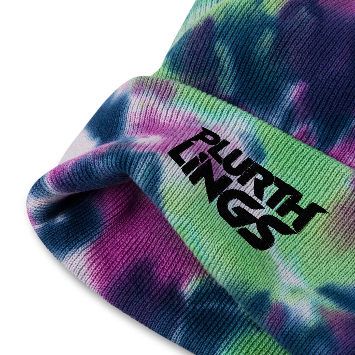 Plurthlings Black Logo Tie-Dye Beanie PLURTHLINGS