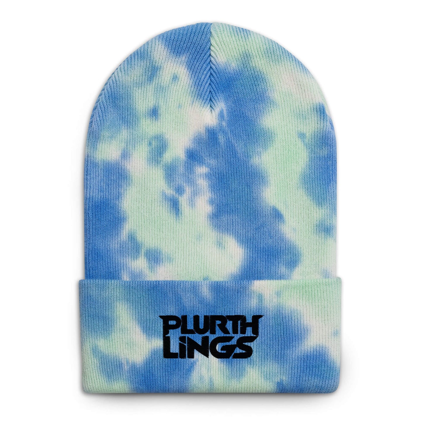 Plurthlings Black Logo Tie-Dye Beanie PLURTHLINGS