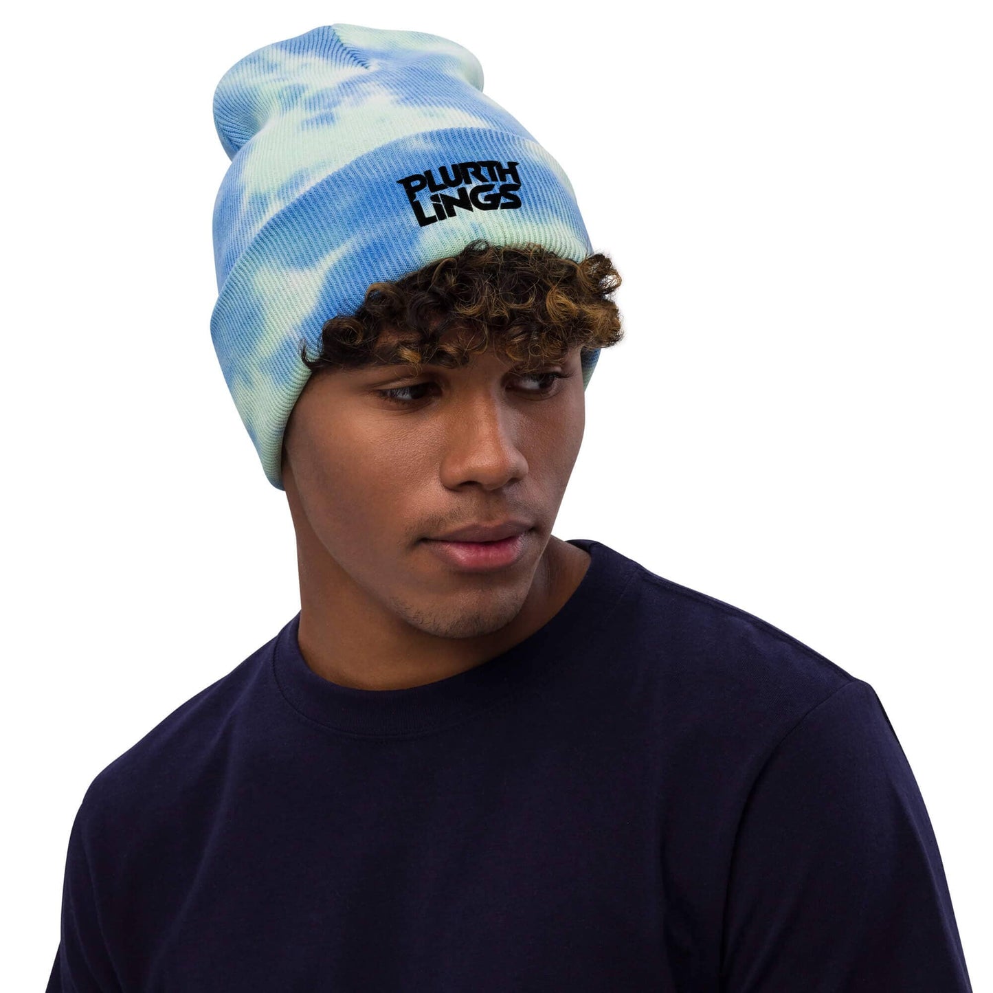 Plurthlings Black Logo Tie-Dye Beanie PLURTHLINGS Sky