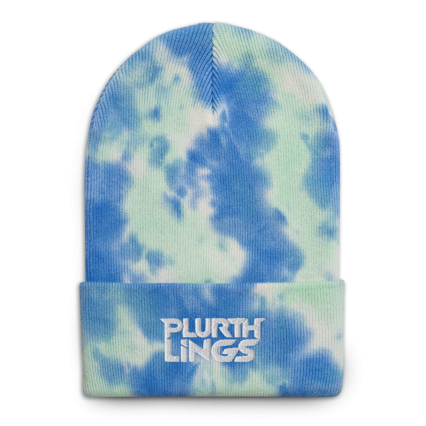 Plurthlings White Logo Tie-Dye Beanie PLURTHLINGS