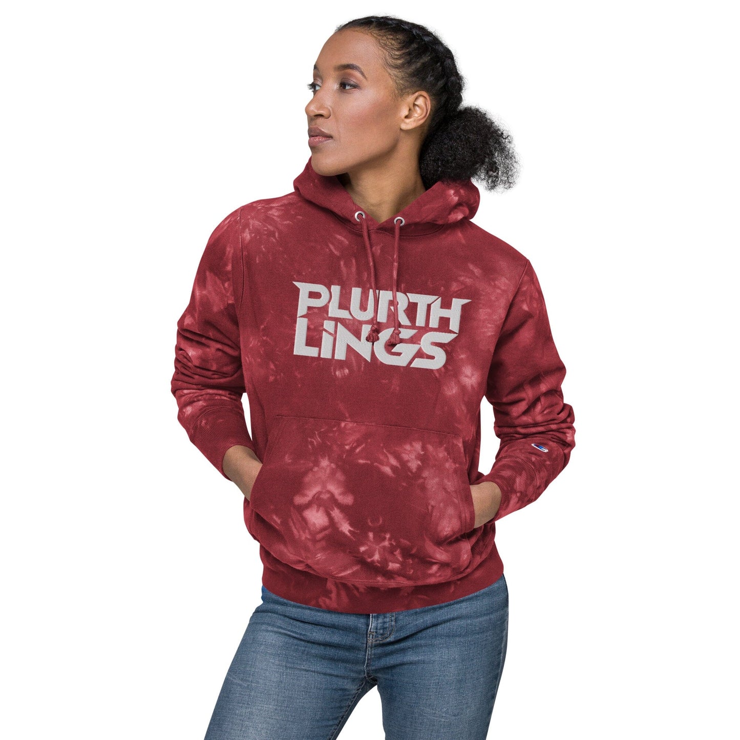 Plurthlings Embroidered Tie-Dye Hoodie PLURTHLINGS Mulled Berry S 