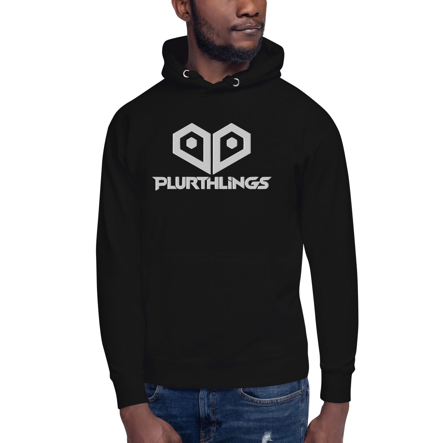 Plurthlings Embroidered White Logo Hoodie PLURTHLINGS