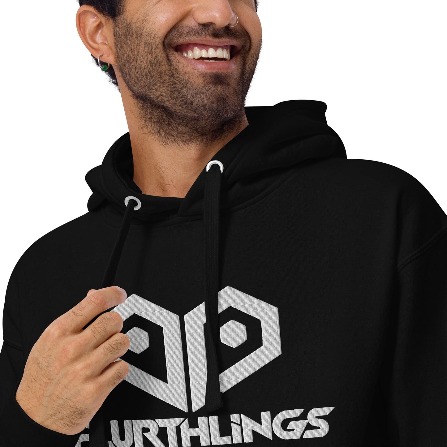 Plurthlings Embroidered White Logo Hoodie PLURTHLINGS