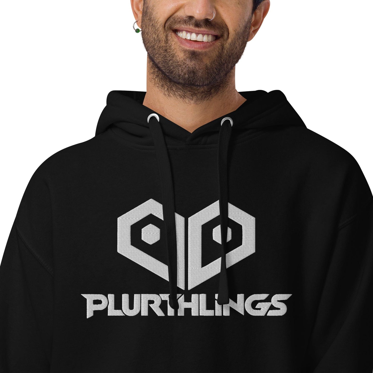 Plurthlings Embroidered White Logo Hoodie PLURTHLINGS