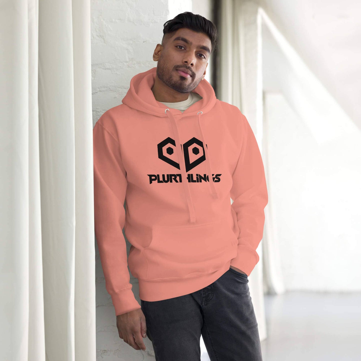 Plurthlings Embroidered Black Logo Hoodie PLURTHLINGS Dusty Rose S