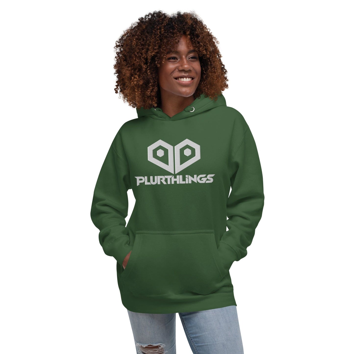 Plurthlings Embroidered White Logo Hoodie PLURTHLINGS
