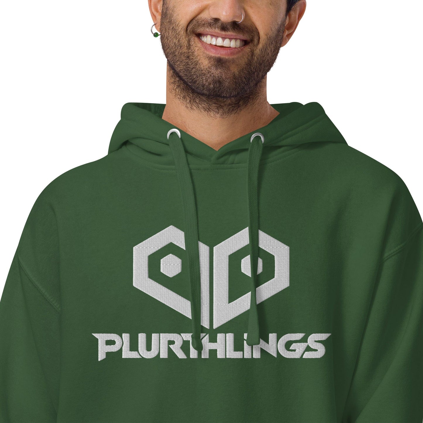 Plurthlings Embroidered White Logo Hoodie PLURTHLINGS