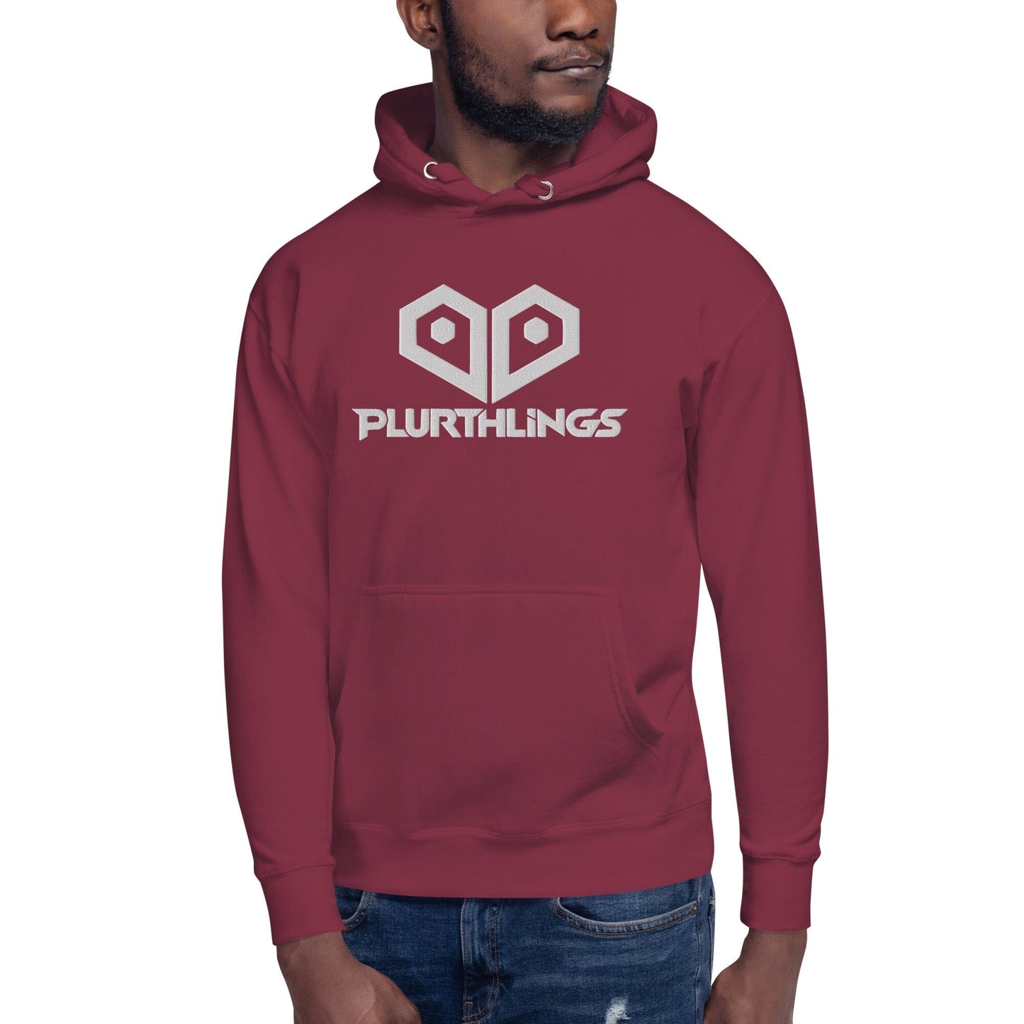 Plurthlings Embroidered White Logo Hoodie PLURTHLINGS