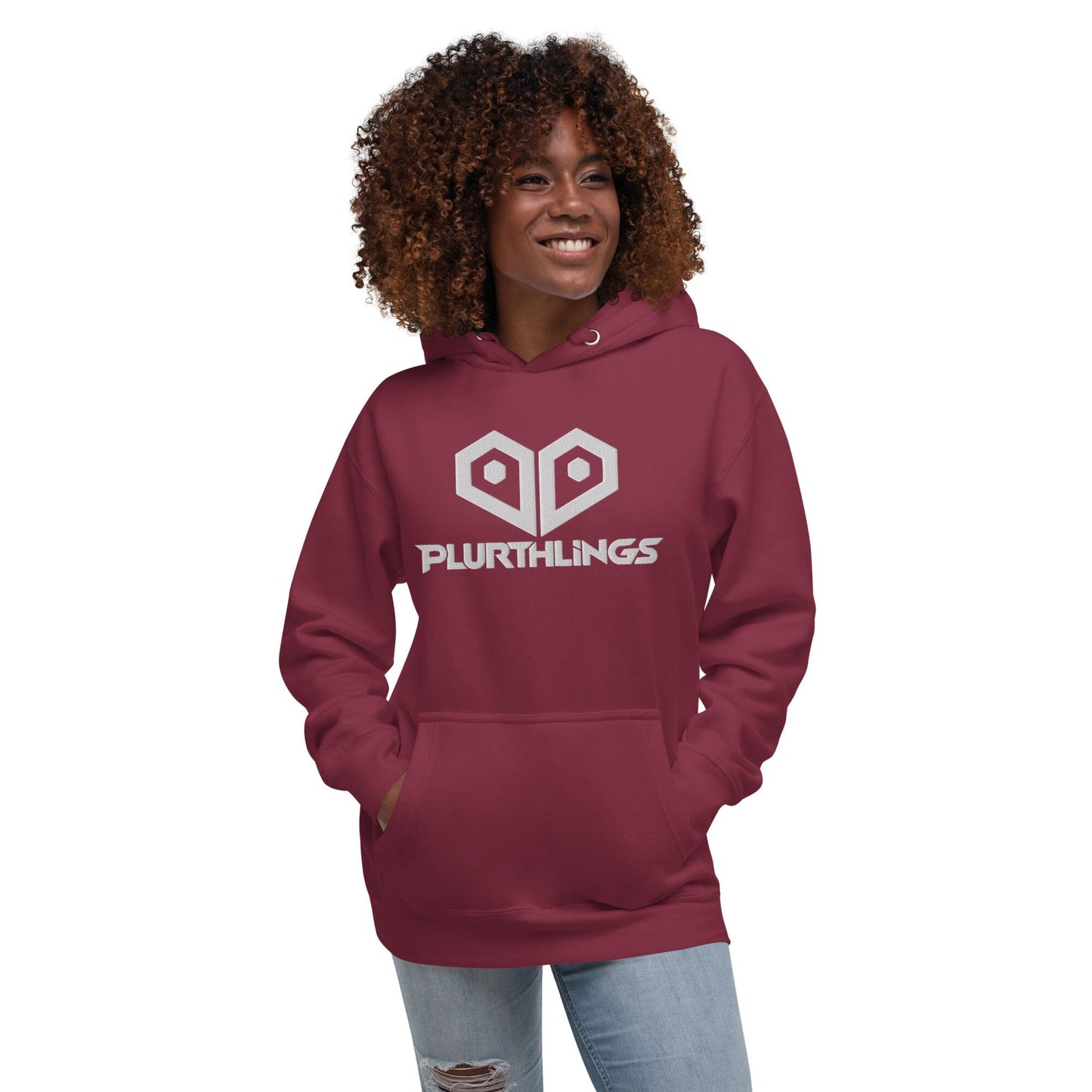 Plurthlings Embroidered White Logo Hoodie PLURTHLINGS