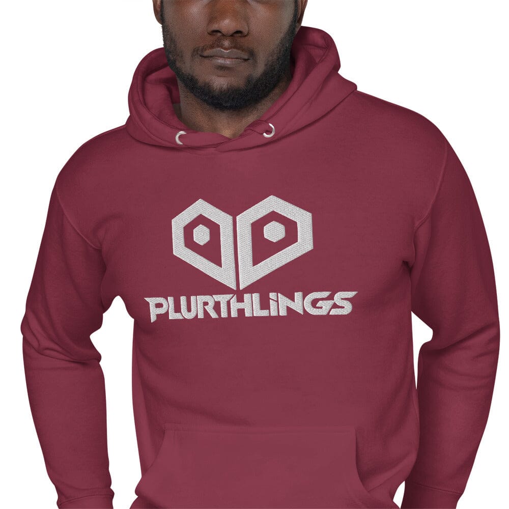 Plurthlings Embroidered White Logo Hoodie PLURTHLINGS
