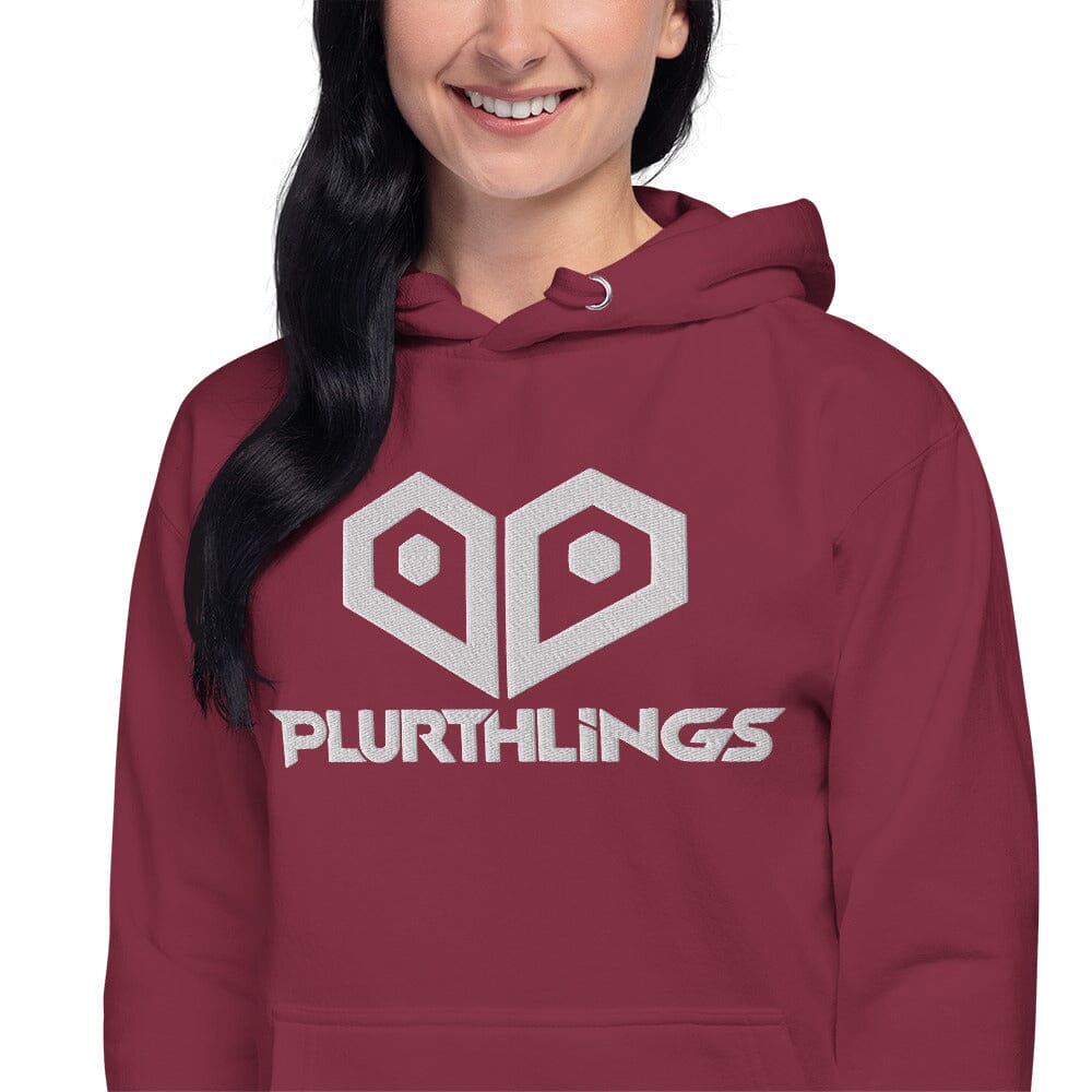 Plurthlings Embroidered White Logo Hoodie PLURTHLINGS