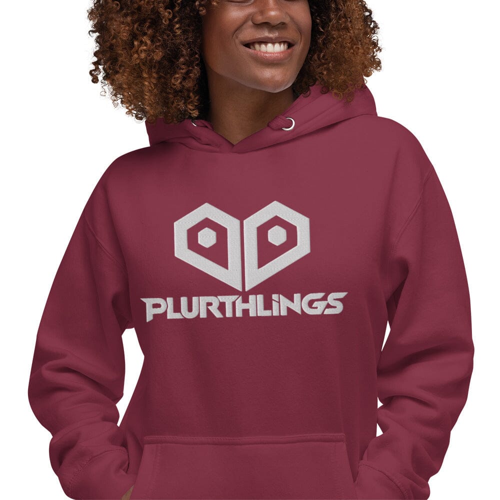 Plurthlings Embroidered White Logo Hoodie PLURTHLINGS