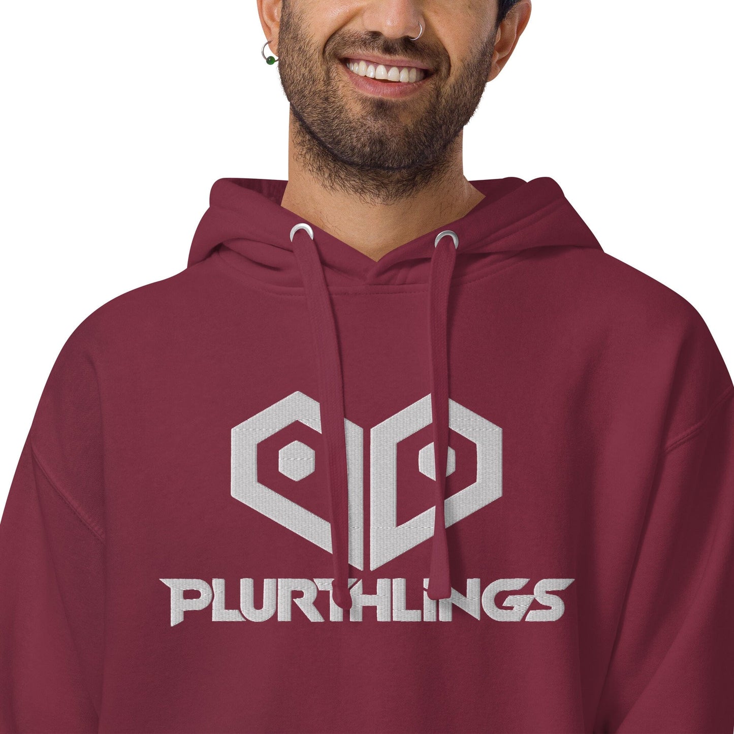 Plurthlings Embroidered White Logo Hoodie PLURTHLINGS