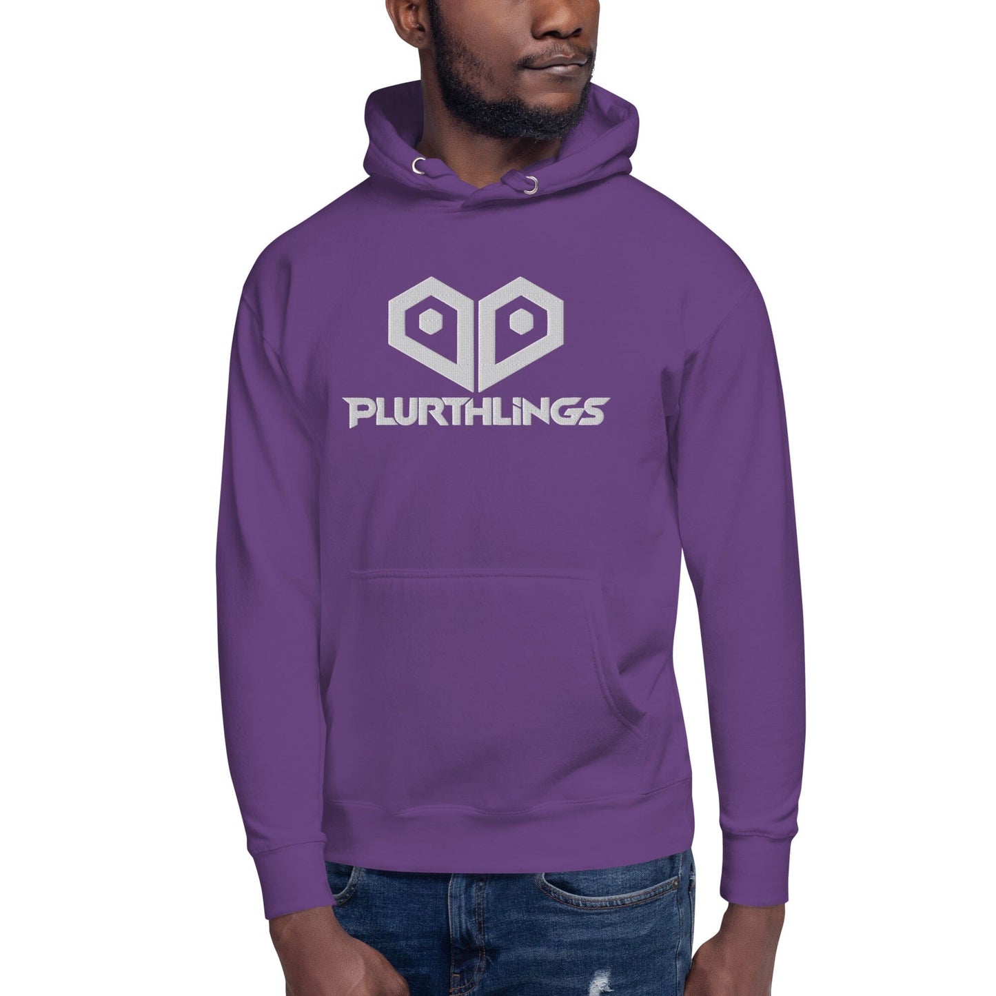 Plurthlings Embroidered White Logo Hoodie PLURTHLINGS
