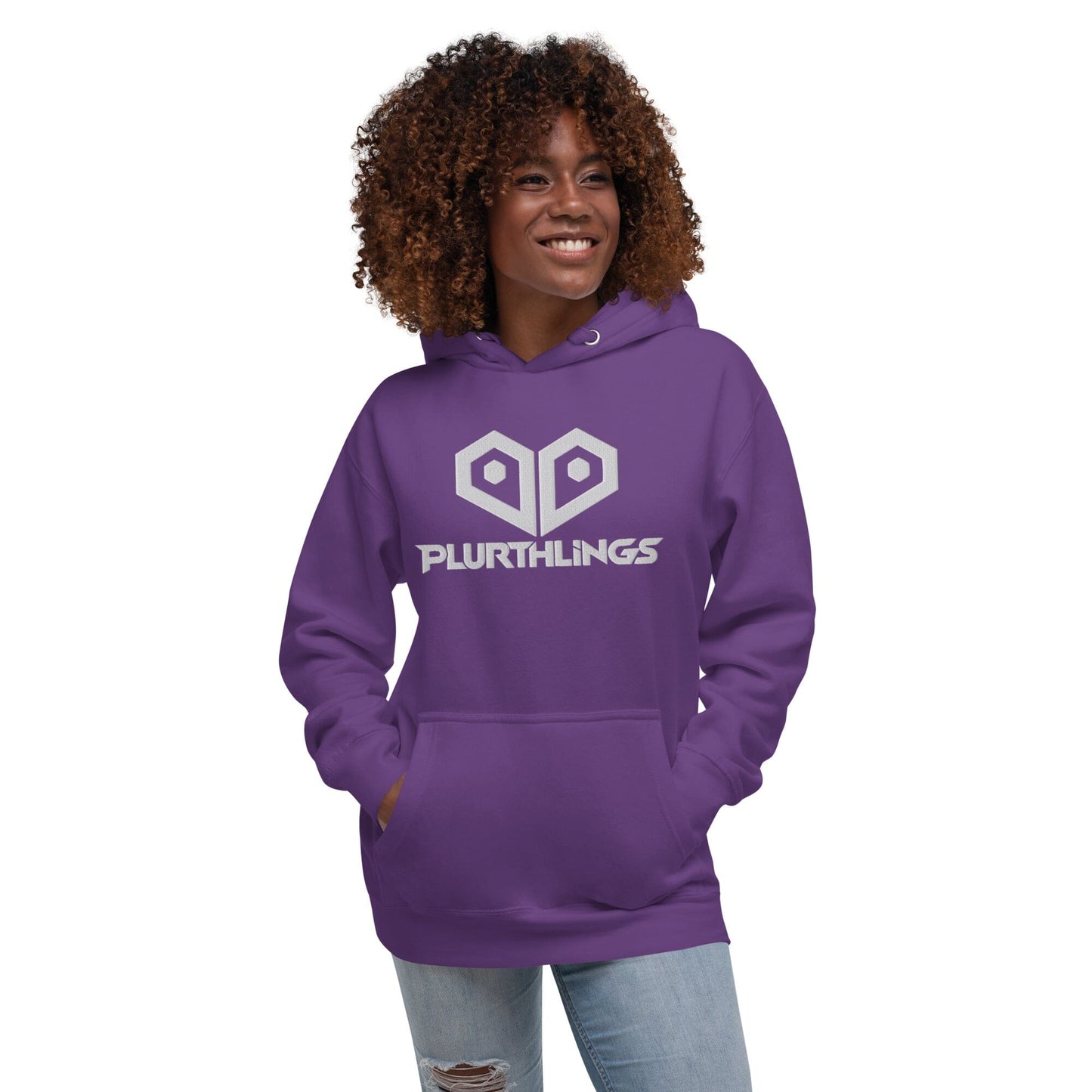 Plurthlings Embroidered White Logo Hoodie PLURTHLINGS
