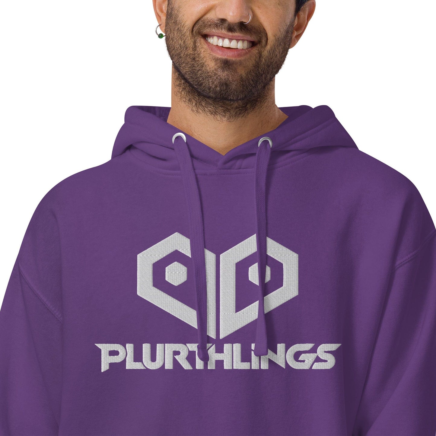 Plurthlings Embroidered White Logo Hoodie PLURTHLINGS