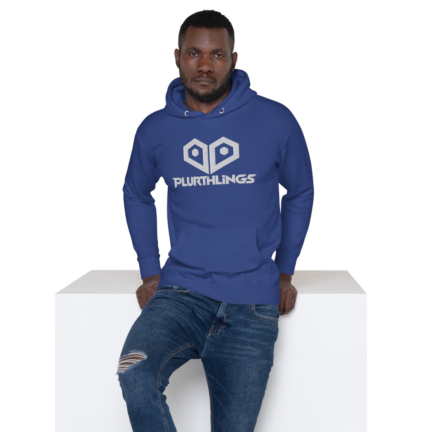 Plurthlings Embroidered White Logo Hoodie PLURTHLINGS