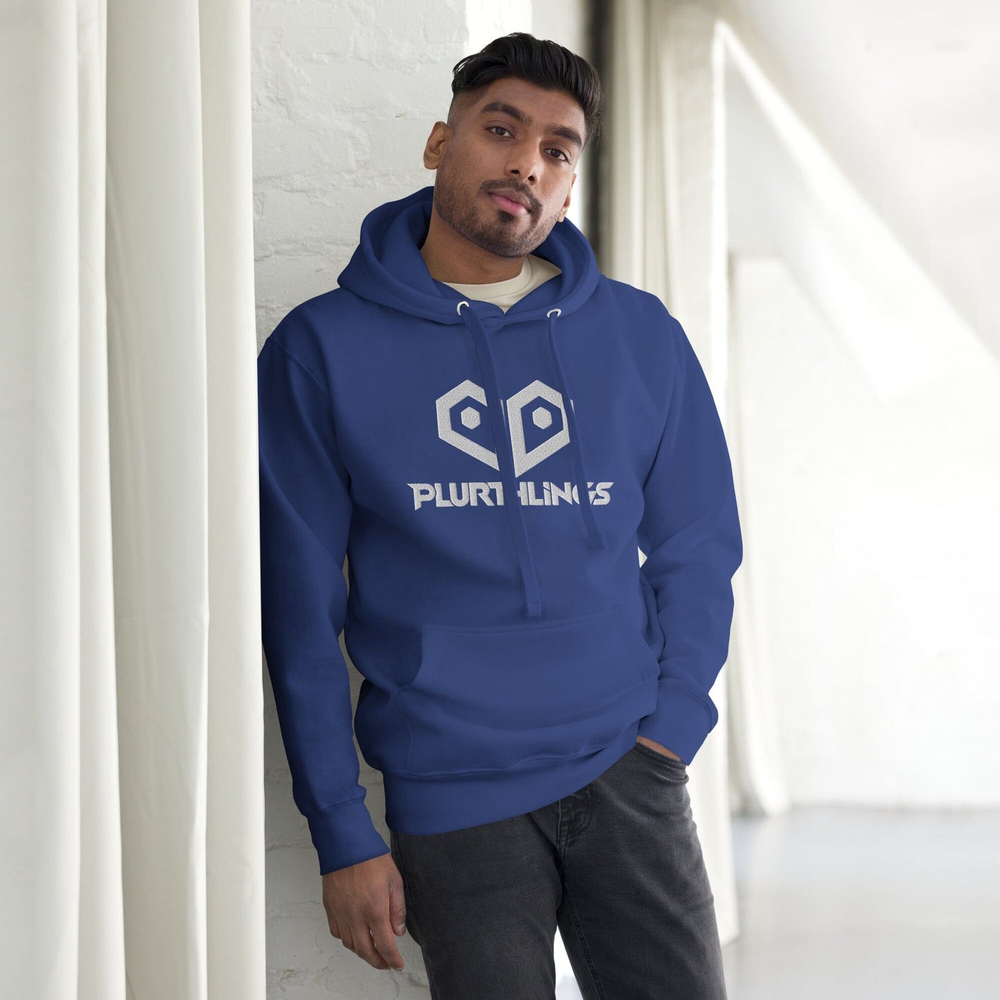 Plurthlings Embroidered White Logo Hoodie PLURTHLINGS Team Royal S