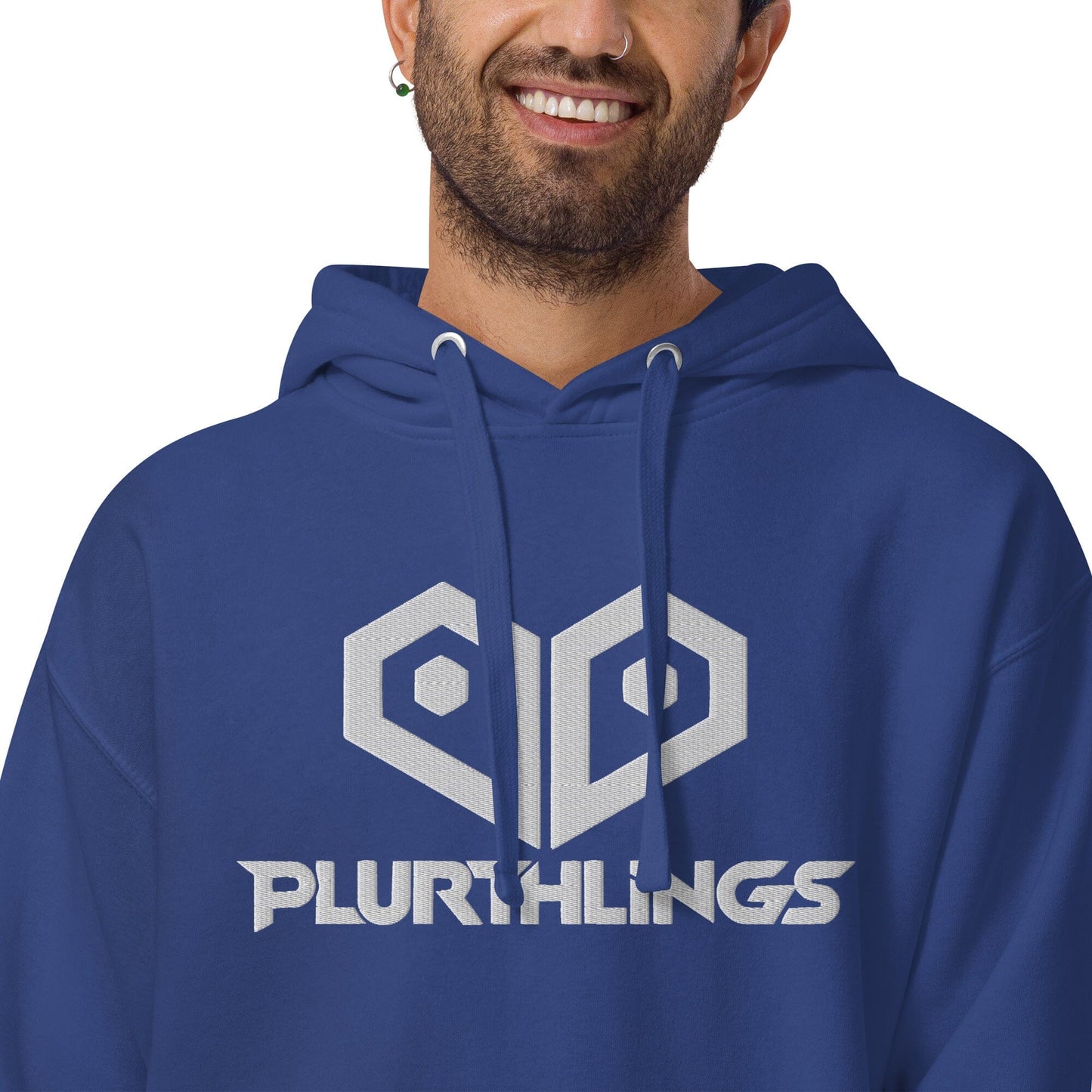 Plurthlings Embroidered White Logo Hoodie PLURTHLINGS