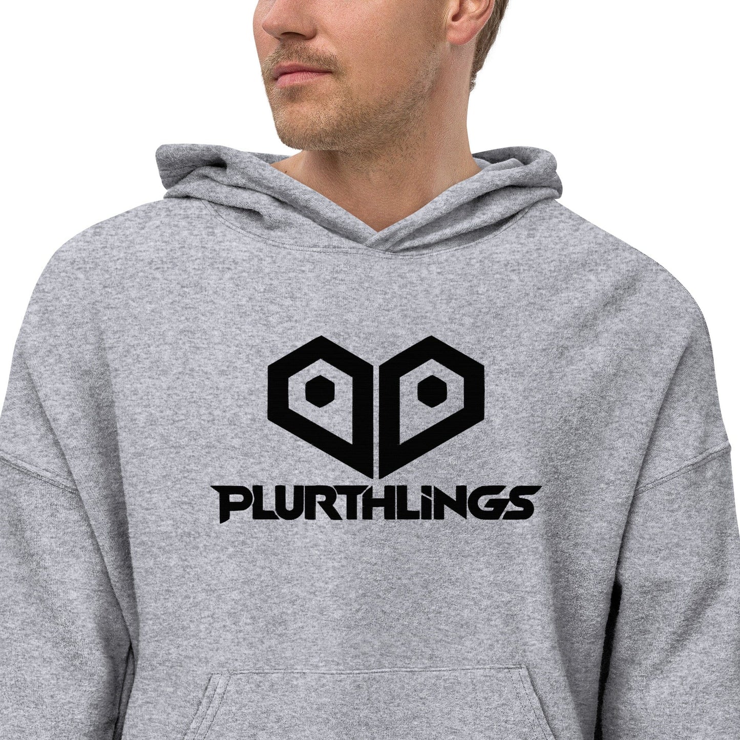 Plurthlings Embroidered Heart Eco-Sueded Fleece Hoodie PLURTHLINGS Athletic Heather XS