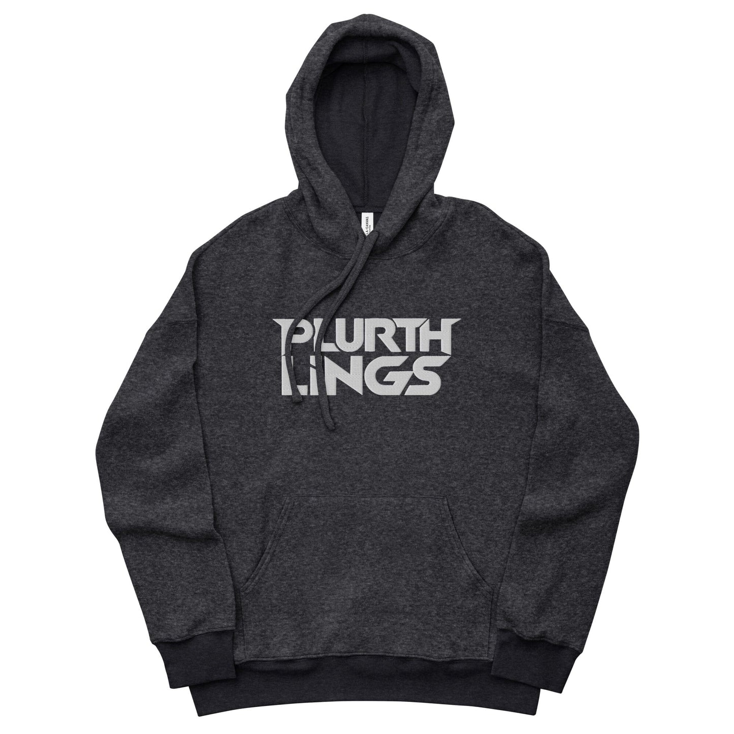 Plurthlings Embroidered White Logo Eco-Sueded Fleece Hoodie PLURTHLINGS