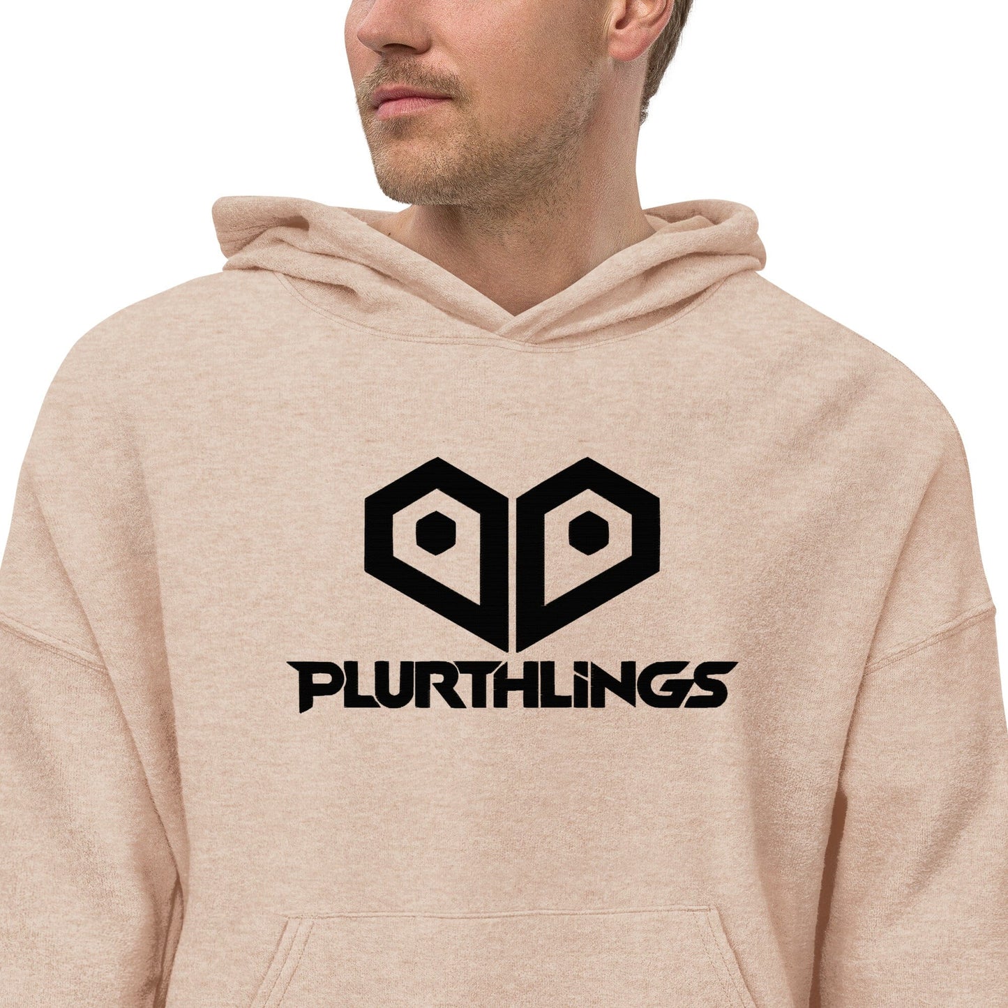 Plurthlings Embroidered Heart Eco-Sueded Fleece Hoodie PLURTHLINGS Heather Oat XS