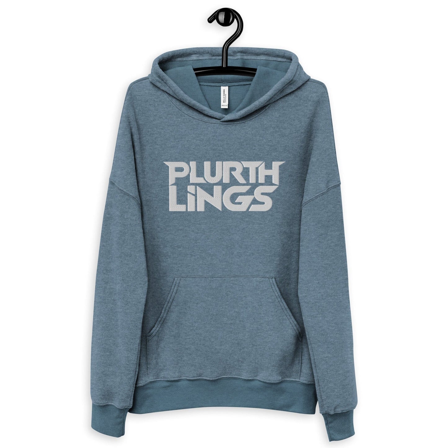 Plurthlings Embroidered White Logo Eco-Sueded Fleece Hoodie PLURTHLINGS