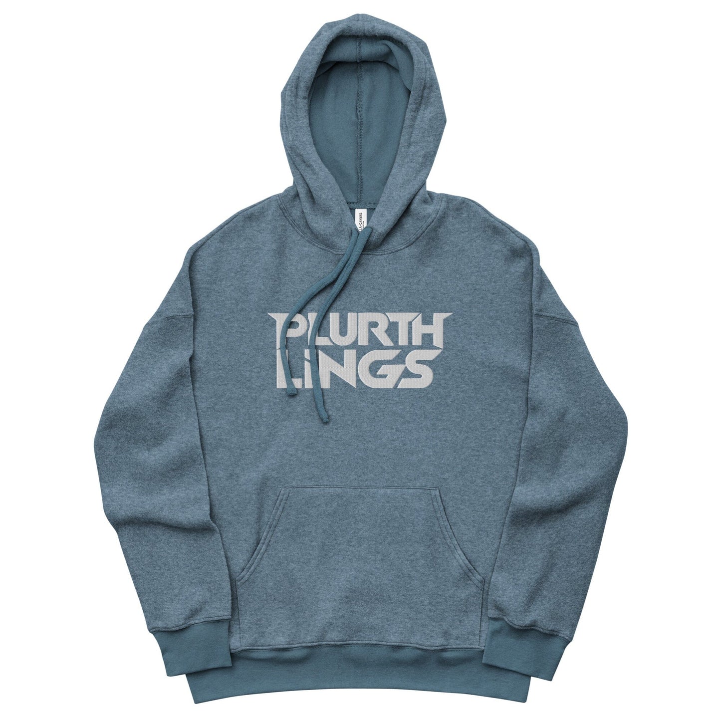 Plurthlings Embroidered White Logo Eco-Sueded Fleece Hoodie PLURTHLINGS