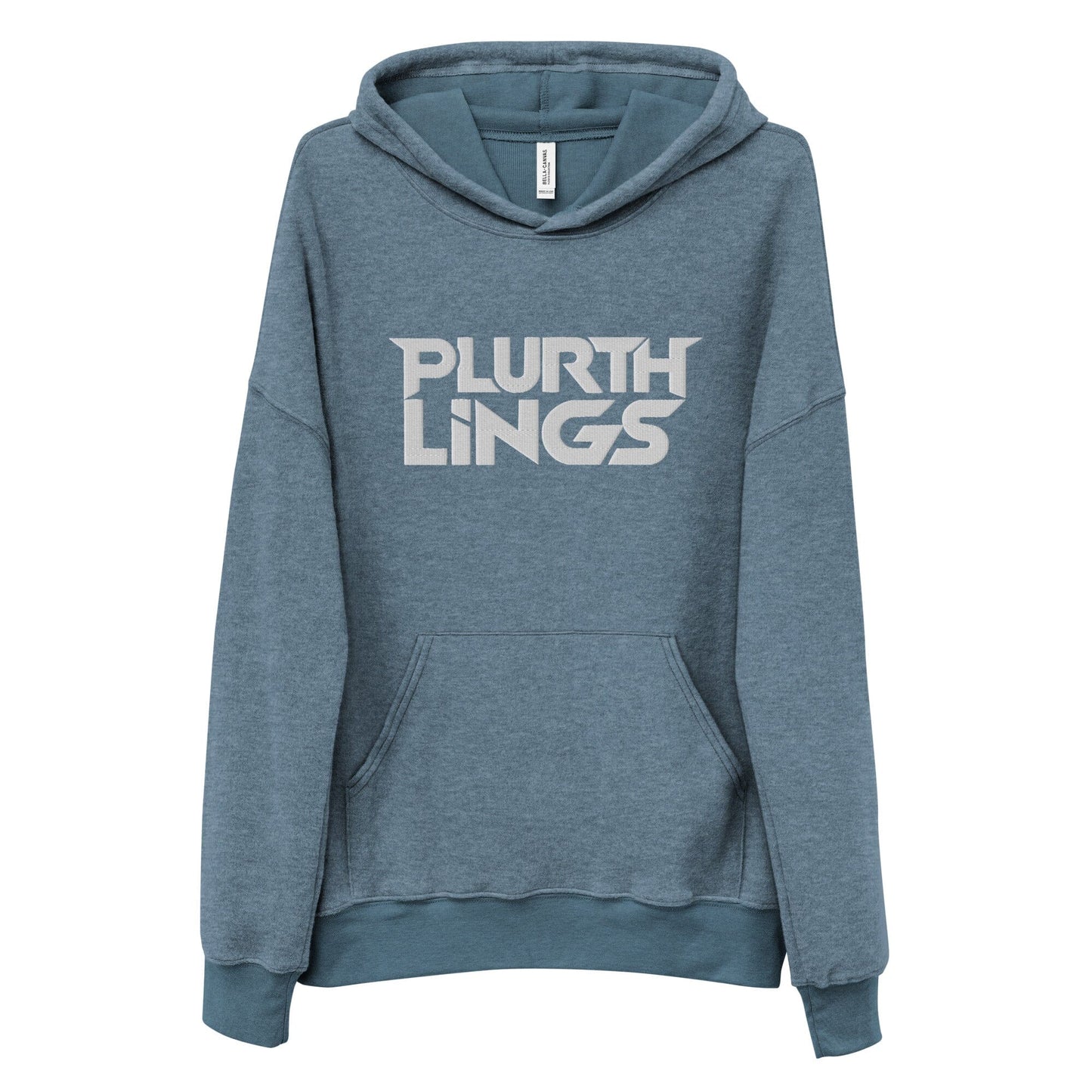 Plurthlings Embroidered White Logo Eco-Sueded Fleece Hoodie PLURTHLINGS