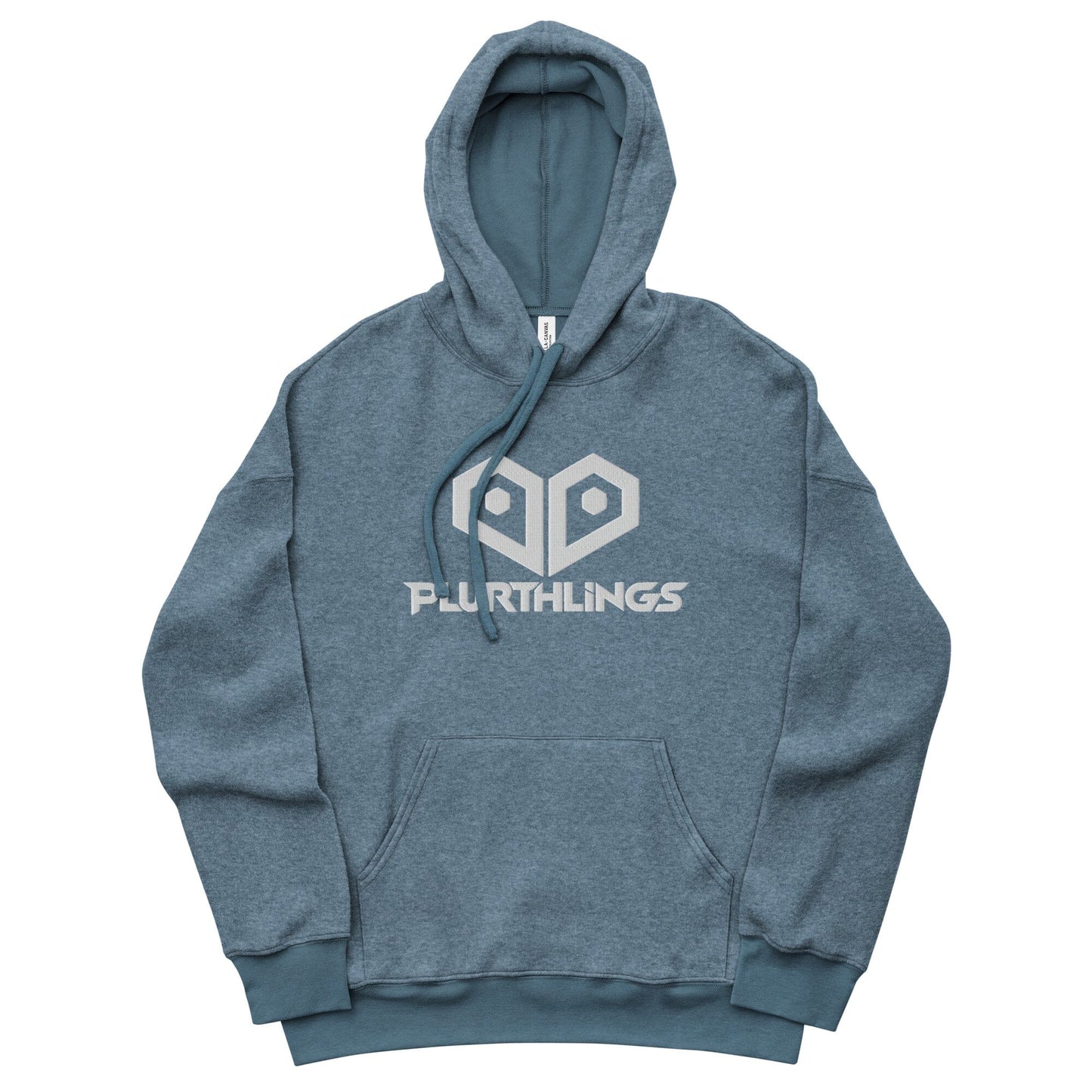 Plurthlings Embroidered White Heart Eco-Sueded Fleece Hoodie PLURTHLINGS