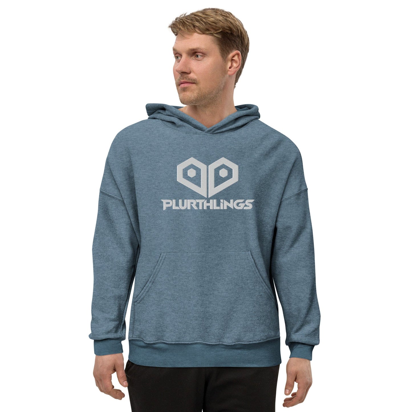 Plurthlings Embroidered White Heart Eco-Sueded Fleece Hoodie PLURTHLINGS