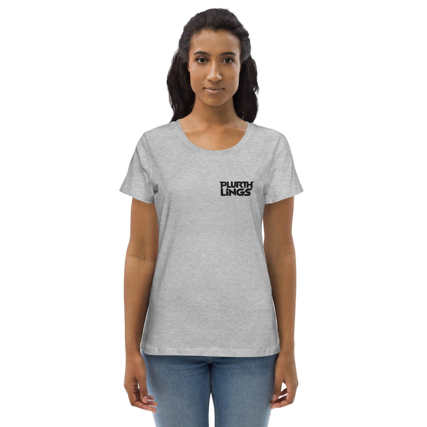 Plurthlings Embroidered Women's Fitted Eco Tee PLURTHLINGS Heather Grey S