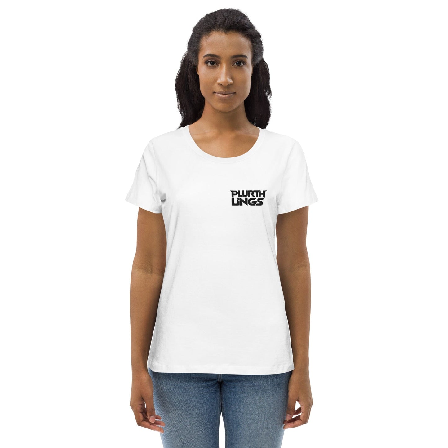 Plurthlings Embroidered Women's Fitted Eco Tee PLURTHLINGS White S