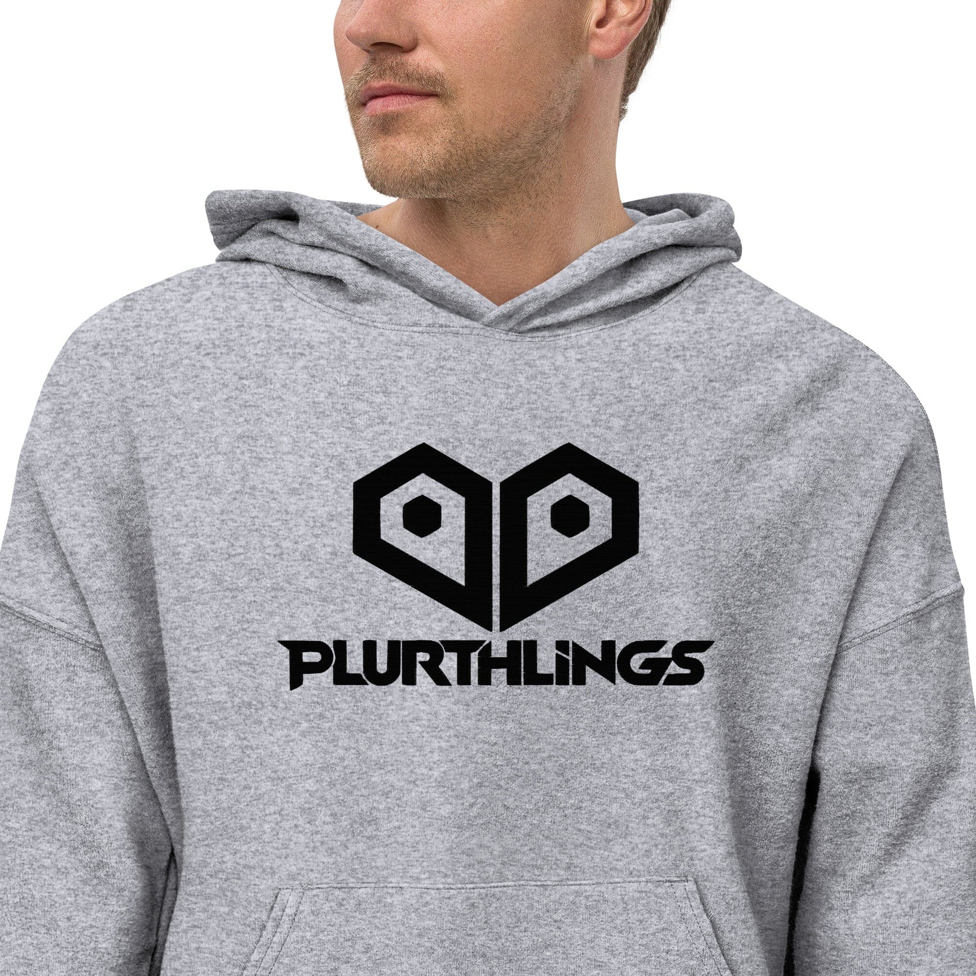 Plurthlings Embroidered Heart Eco-Sueded Fleece Hoodie PLURTHLINGS Athletic Heather XS 