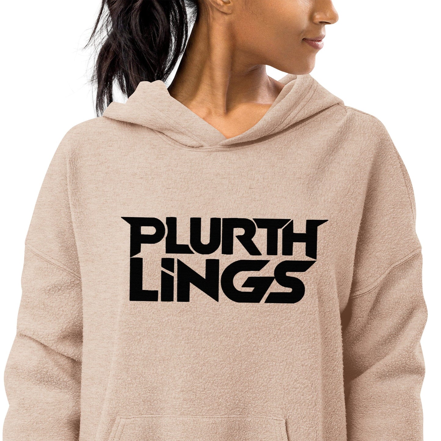 Plurthlings Embroidered Logo Eco-Sueded Fleece Hoodie PLURTHLINGS Heather Oat XS 