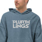 Plurthlings Embroidered White Logo Eco-Sueded Fleece Hoodie PLURTHLINGS 